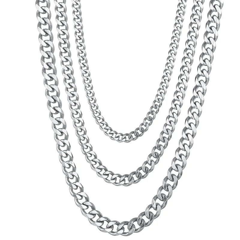 3.5-7MM Wide Stainless Steel Necklaces For Men Punk Cuban Link Chain Choker Women Hip Hop Fashion Party Jewelry Accessories by Rad Living