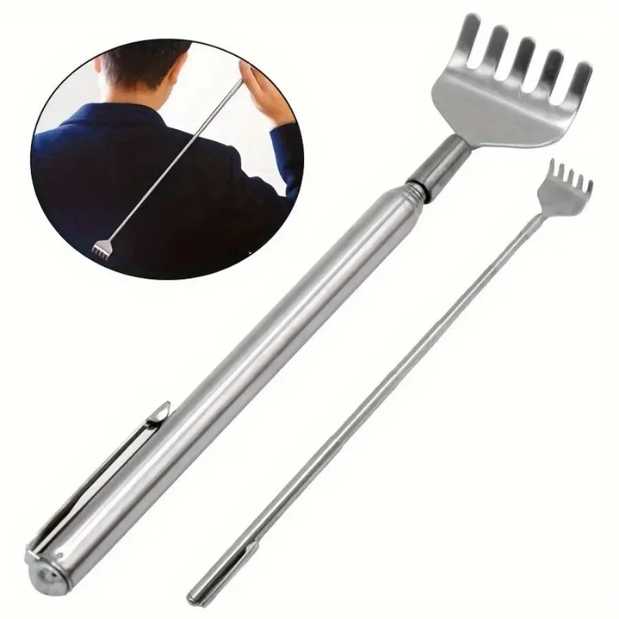 silvery Telescopic Back Scratcher, Portable Extendable Stainless Steel Scratchers for Men Women ，Mothers Gifts，Gifts For Men，G by Rad Living