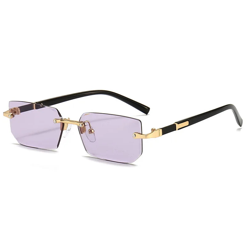 Rimless Sunglasses Rectangle Fashion Popular Women Men Shades Small Square Sun Glasses For Female Male Summer Traveling Oculos by Rad Living