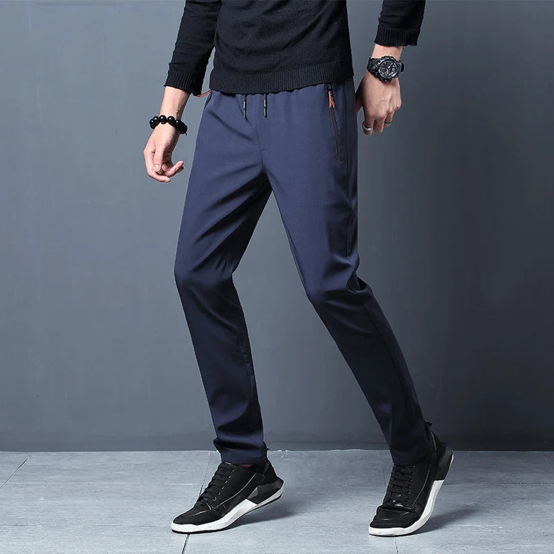 Summer men's ice silk quick drying casual pants slim fit Korean version ice silk pants sports pants straight tube quick drying p by Rad Living