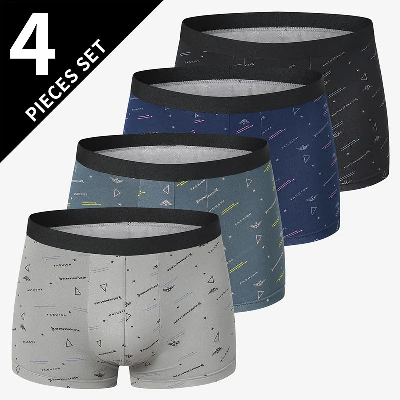4 Pack men's fashion printed underwear for leisure and comfort, plus size underwear for teenagers, swimming trunks max 5XL.6XL by Rad Living