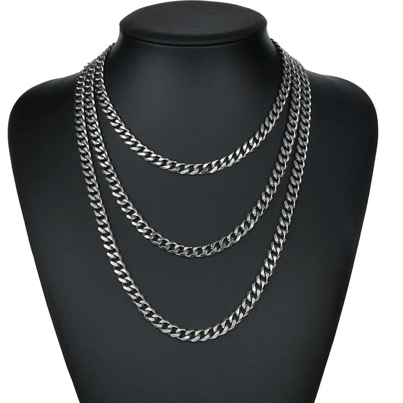 3.5-7MM Wide Stainless Steel Necklaces For Men Punk Cuban Link Chain Choker Women Hip Hop Fashion Party Jewelry Accessories by Rad Living