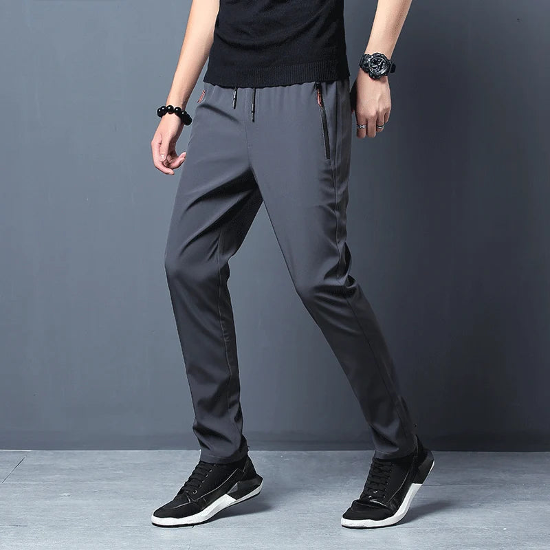 Summer men's ice silk quick drying casual pants slim fit Korean version ice silk pants sports pants straight tube quick drying p by Rad Living