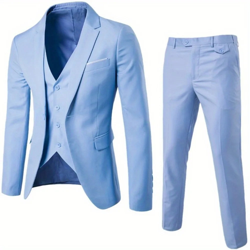 2025 All Season Business Casual Three Piece Suit for Men Groom and Groomsmen Wedding Suit by Rad Living