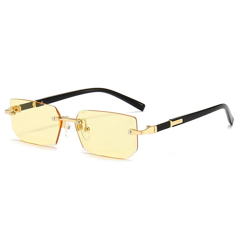 Rimless Sunglasses Rectangle Fashion Popular Women Men Shades Small Square Sun Glasses For Female Male Summer Traveling Oculos by Rad Living