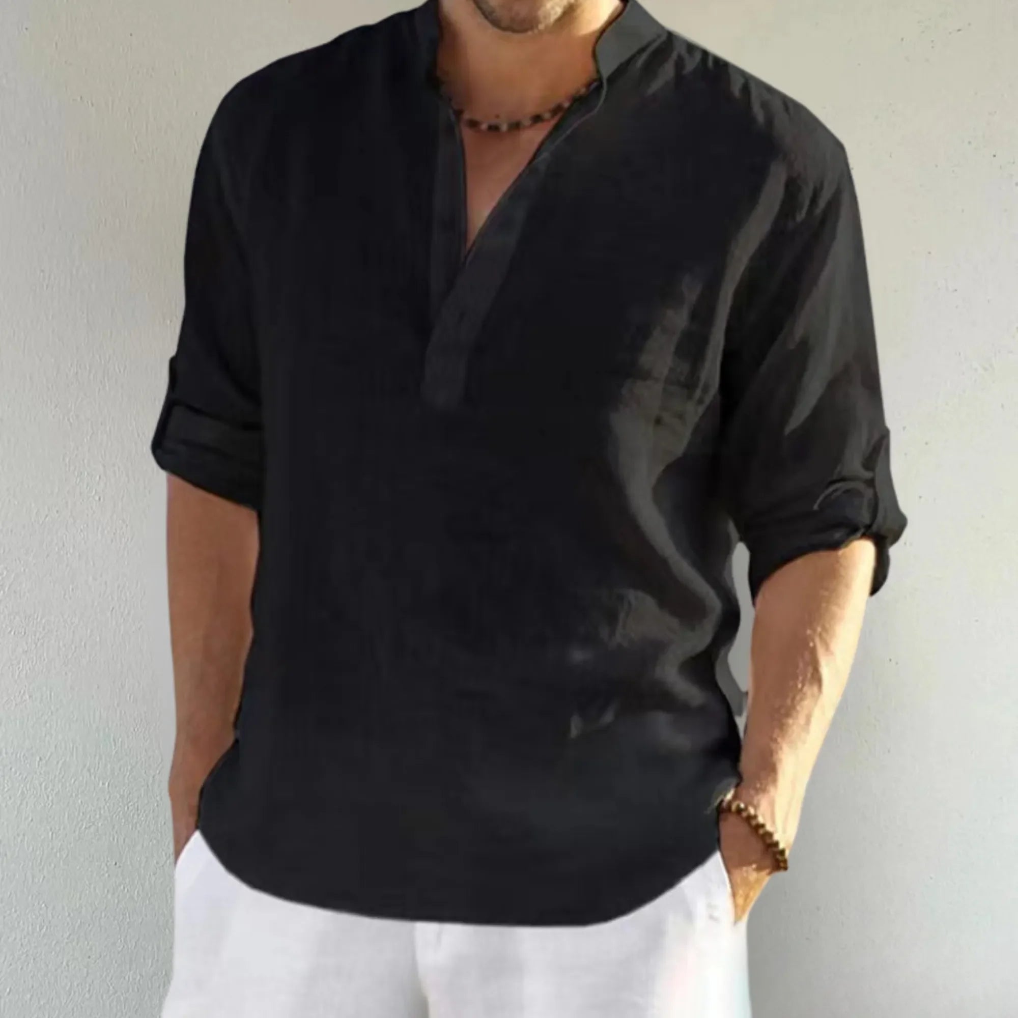Men's Casual Fashion Long Sleeve Linen Shirt Stylish Comfortable Breathable Men's Clothing by Rad Living